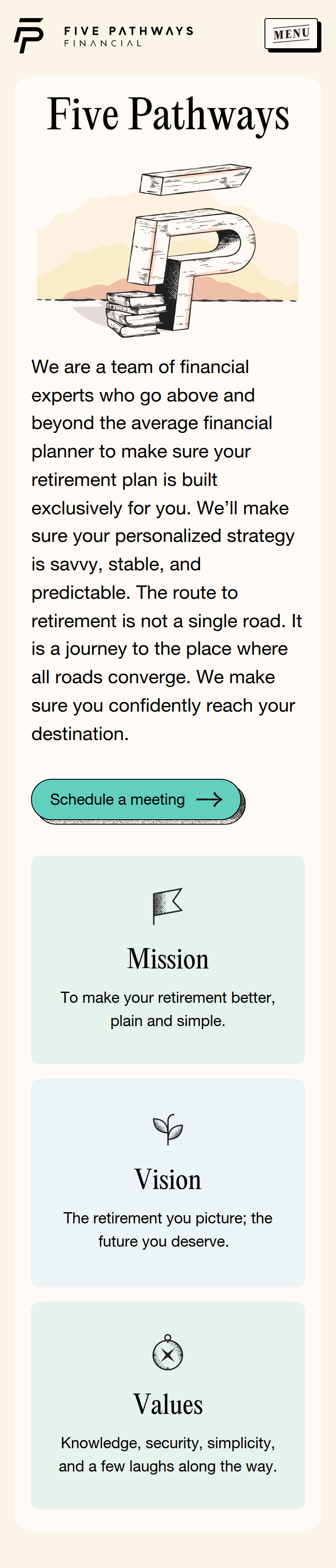 Five Pathways section from Five Pathways Financial, on a phone