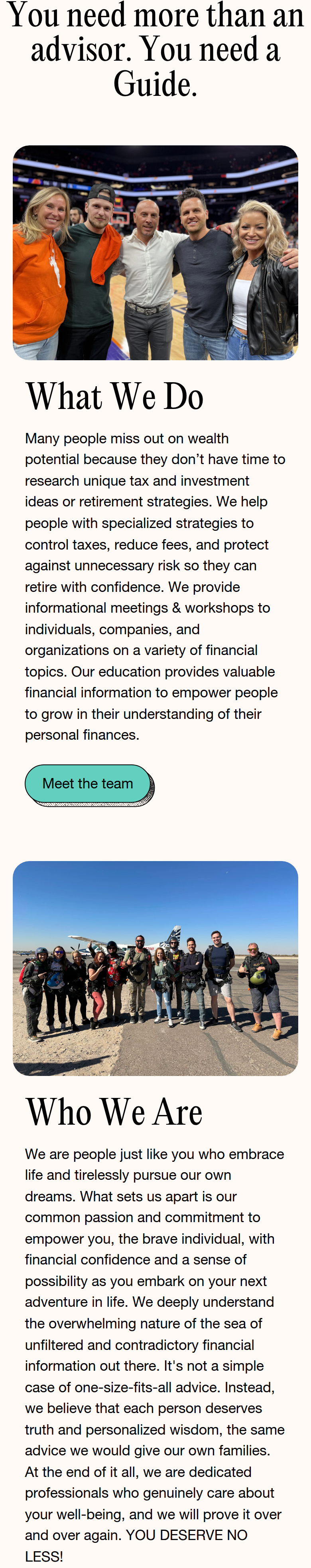 You Need More Than an Advisor section from Five Pathways Financial, on a phone