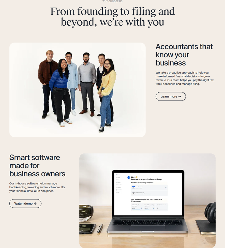 From Founding to Filing and Beyond, We're With You section from Osome