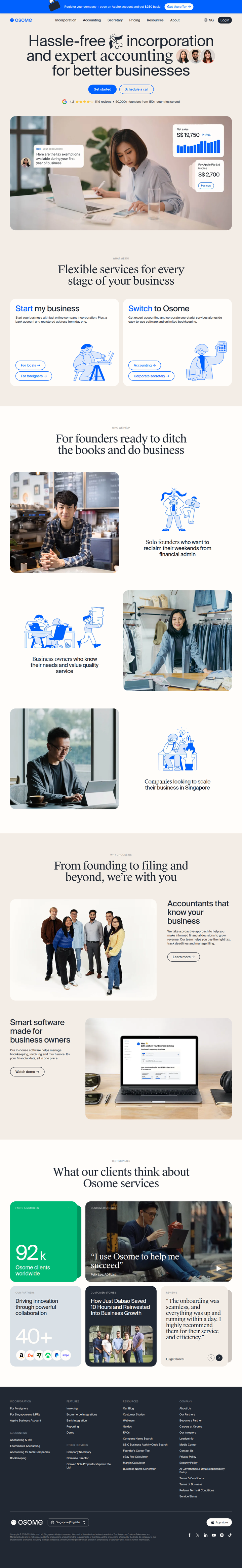 Home page from Osome