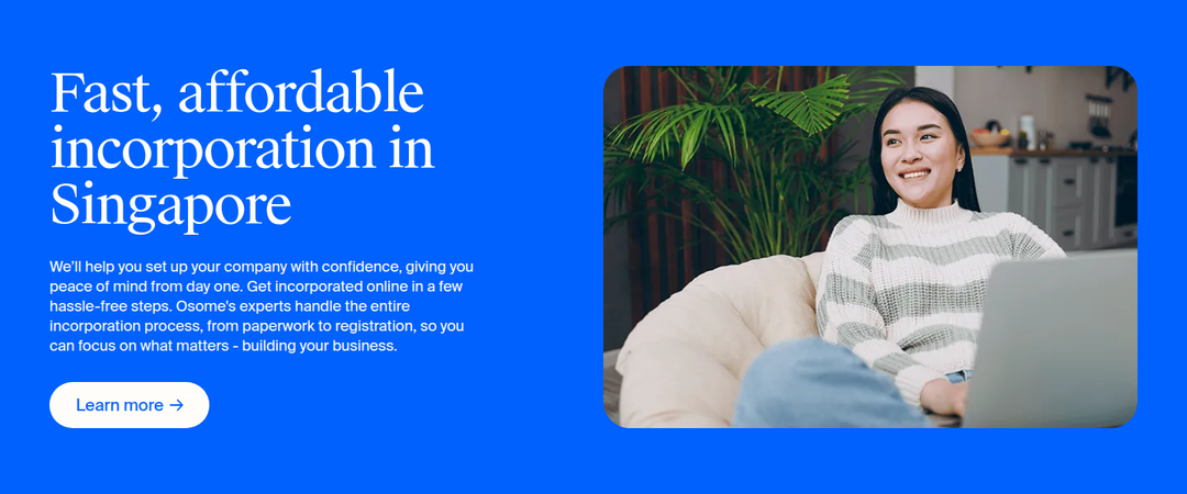Fast, Affordable Incorporation in Singapore section from Osome