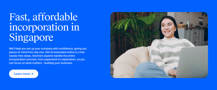 Fast, Affordable Incorporation in Singapore section from Osome