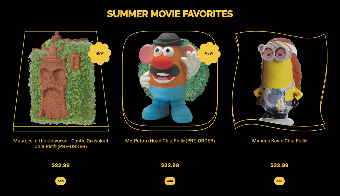 Summer Movie Favorites section from Chia Pet