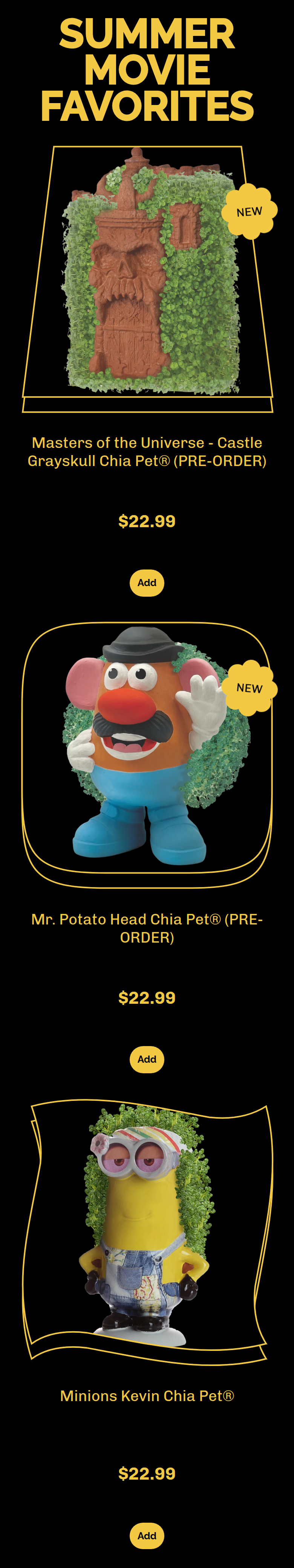 Summer Movie Favorites section from Chia Pet, on a phone