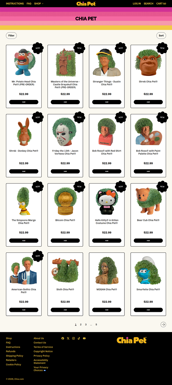 Chia Pet Collection page from Chia Pet