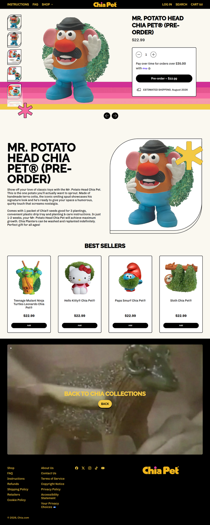 Mr. Potato Head Chia Pet page from Chia Pet