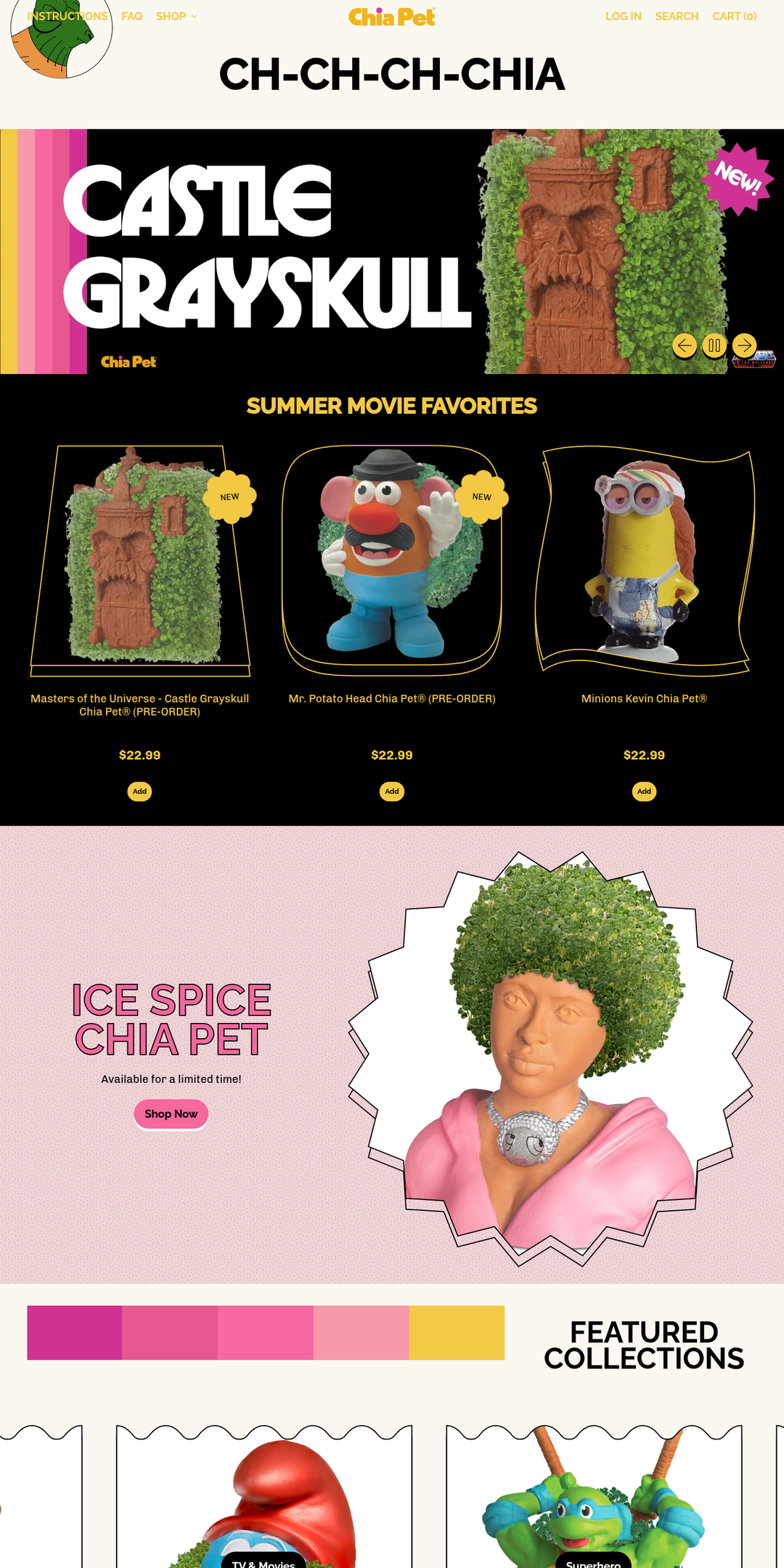 Home page of the Chia Pet website