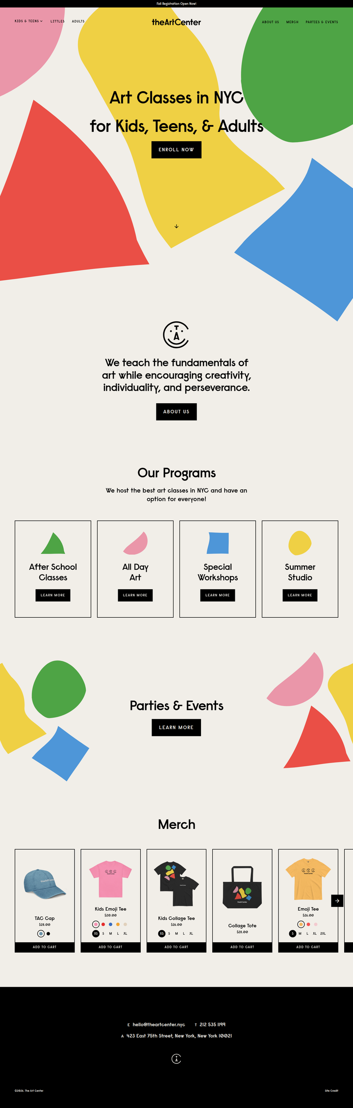 Home page from The Art Center