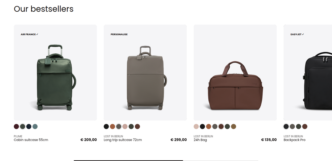 Our Bestsellers section from Lipault