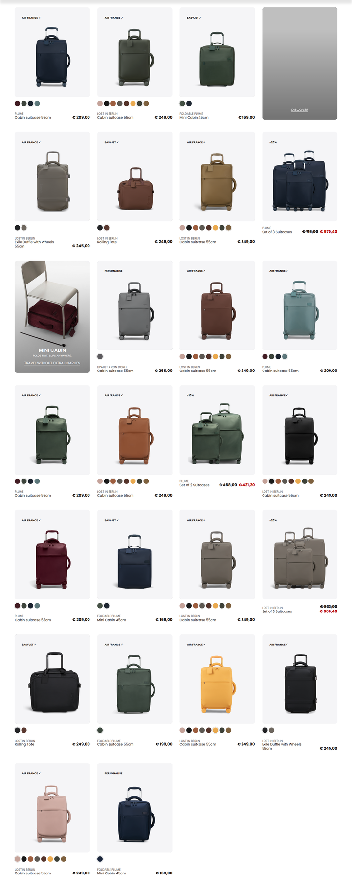 Cabin Suitcases section from Lipault