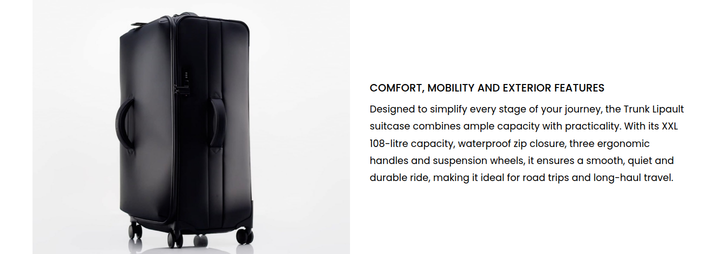 Comfort, Mobility and Exterior Features section from Lipault