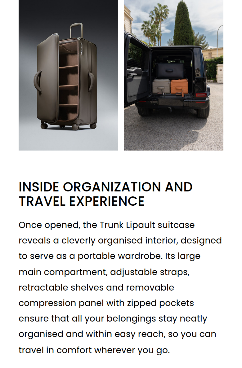 Inside Organization and Travel Experience section from Lipault, on a phone