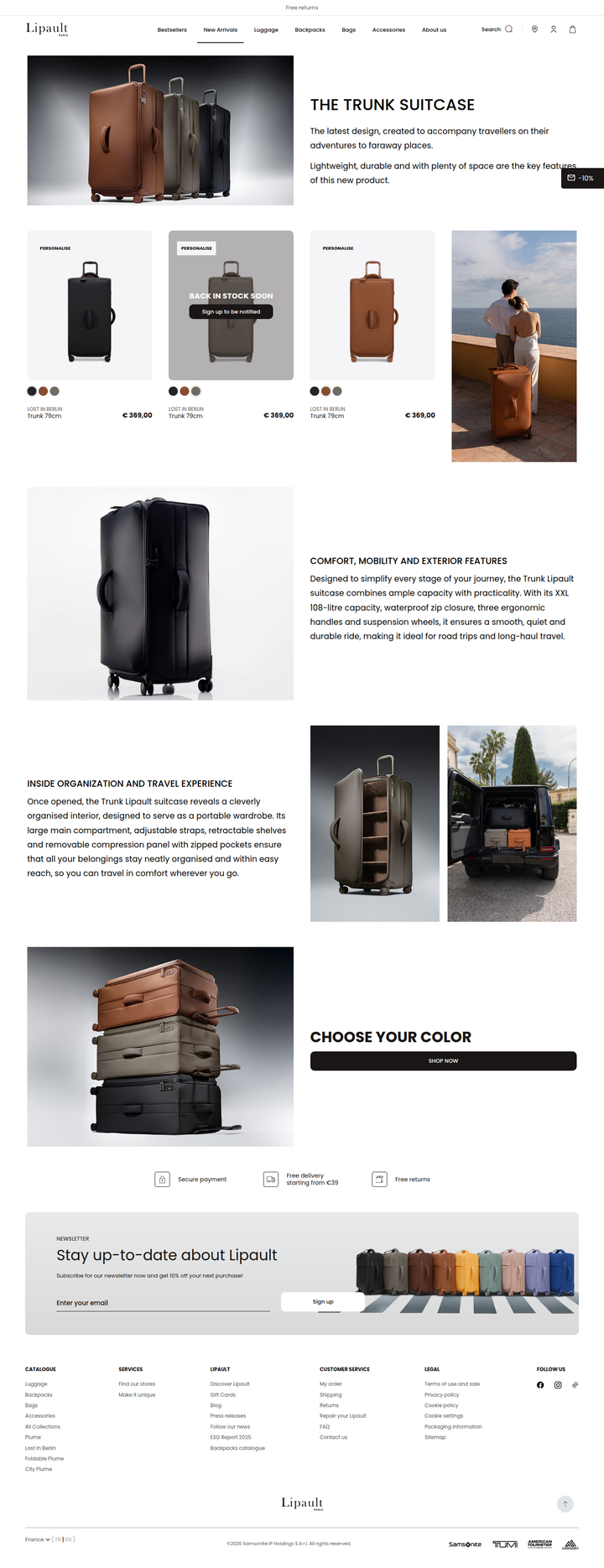 The Trunk Suitcase page from Lipault