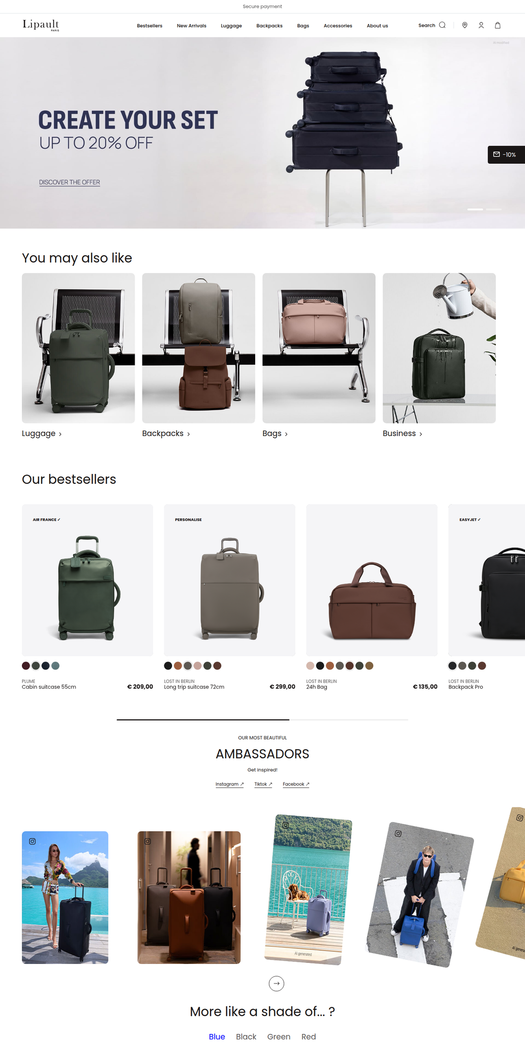 Home page of the Lipault website
