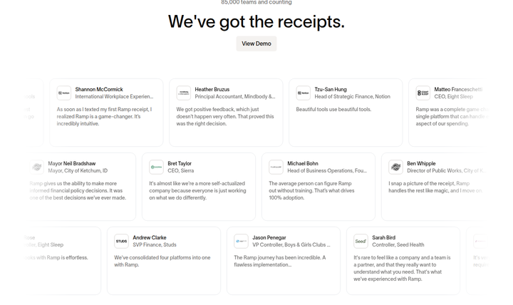 We've Got the Receipts section from Ramp