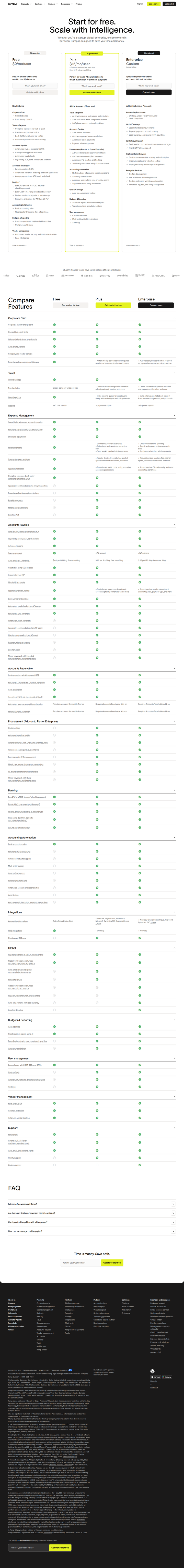 Pricing page from Ramp