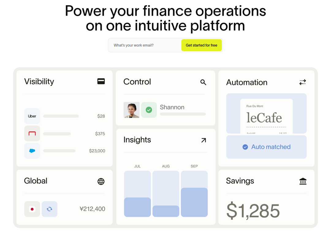 Power Your Finance Operations on One Intuitive Platform section from Ramp