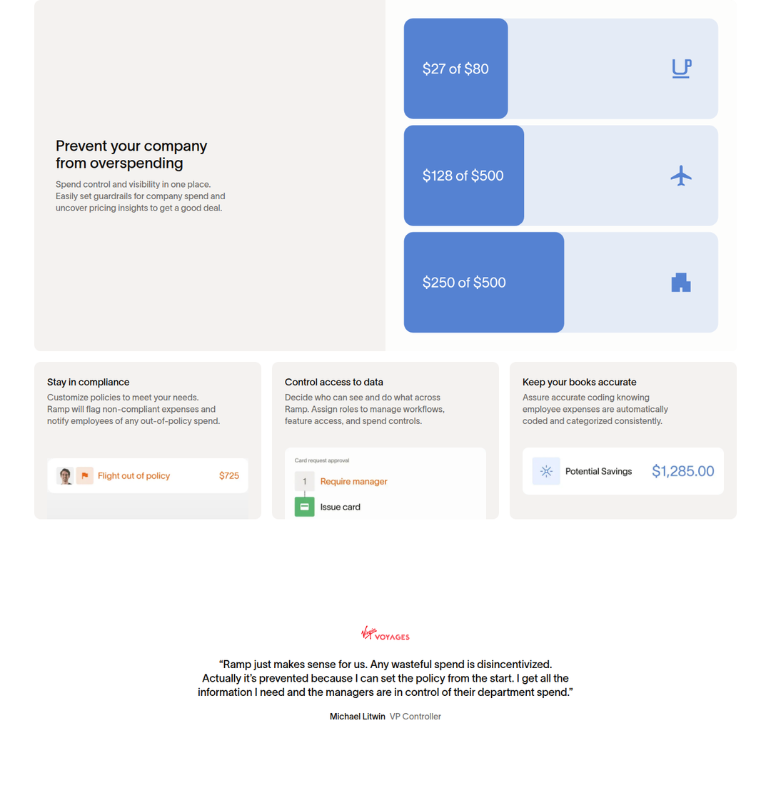 Prevent Your Company From Overspending section from Ramp