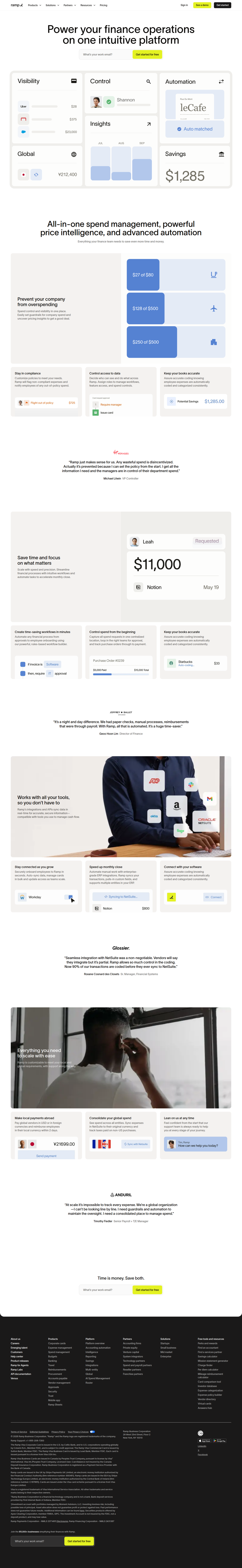 Platform page of Ramp