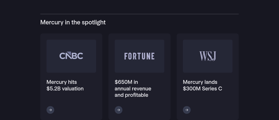 Mercury in the Spotlight section from Mercury