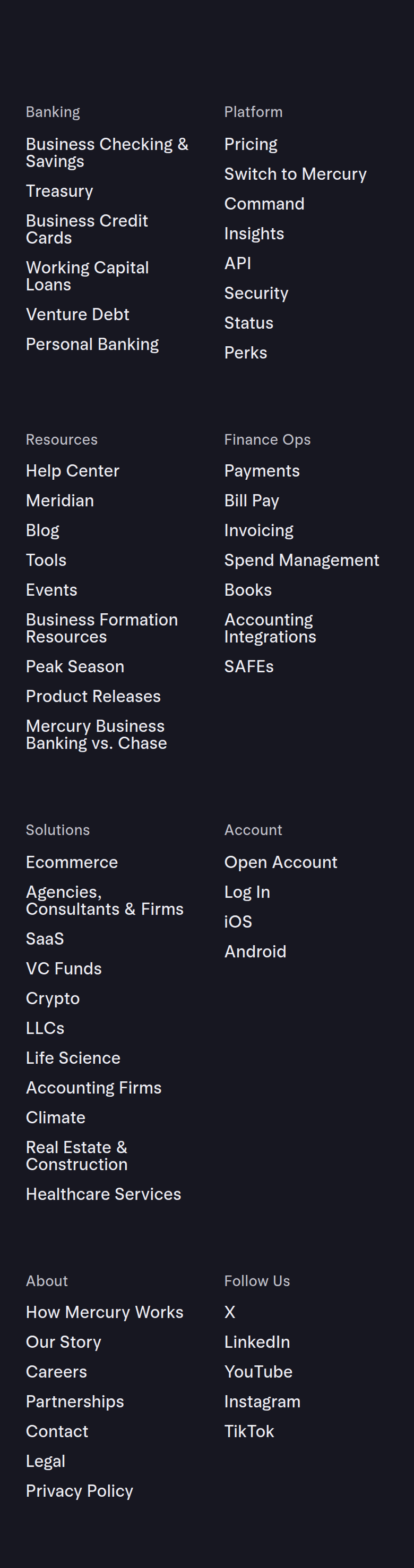 Footer section from Mercury, on a phone