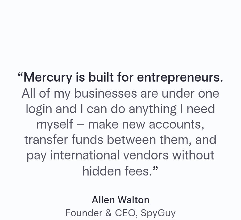 Mercury Is Built for Entrepreneurs section from Mercury, on a phone