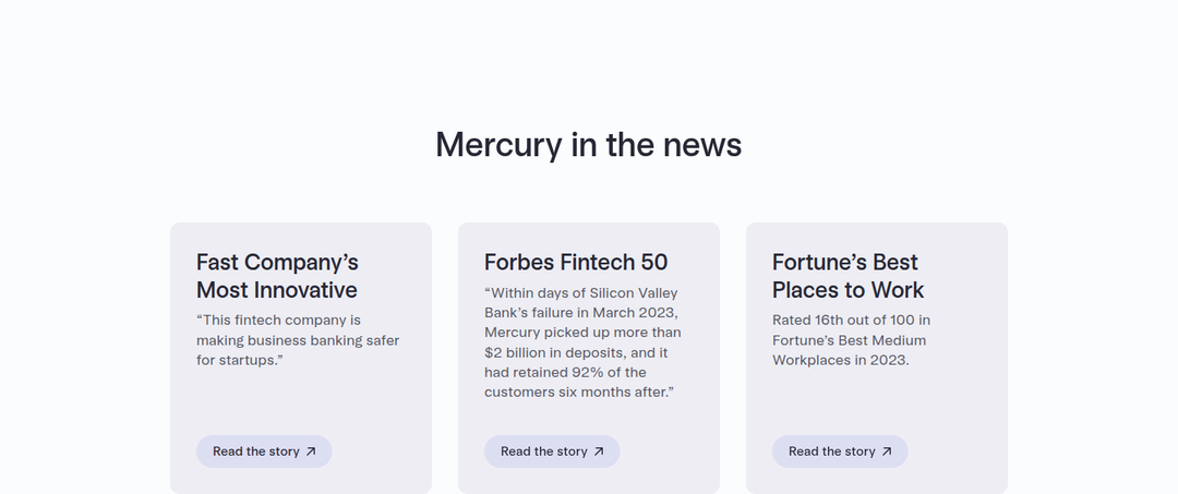 Mercury in the News section from Mercury