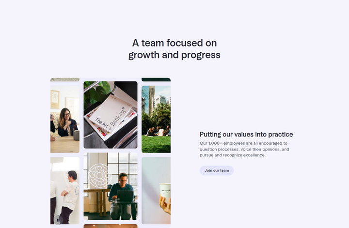 A Team Focused on Growth and Progress section from Mercury