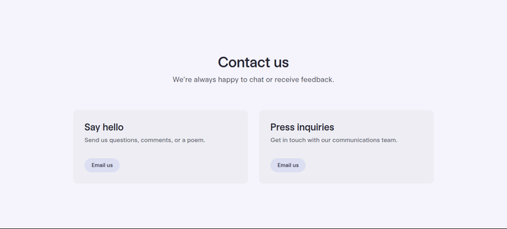 Contact Us section from Mercury