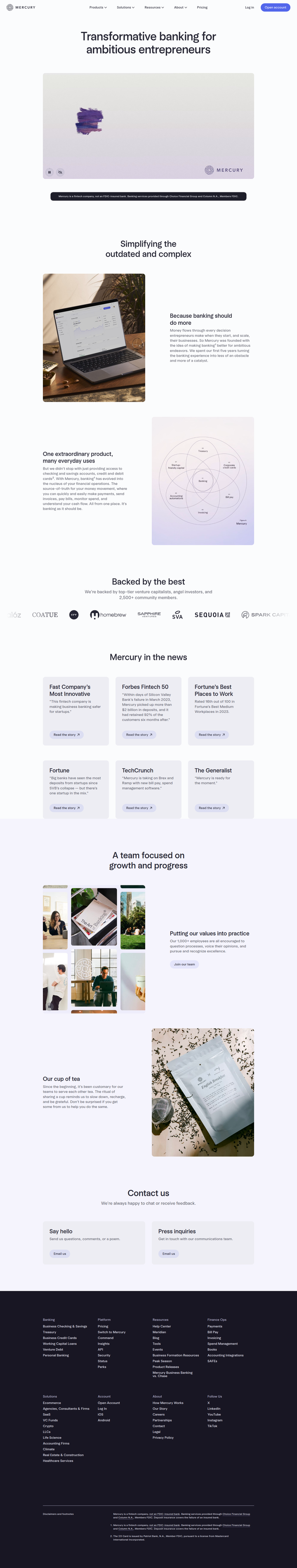 About page from Mercury