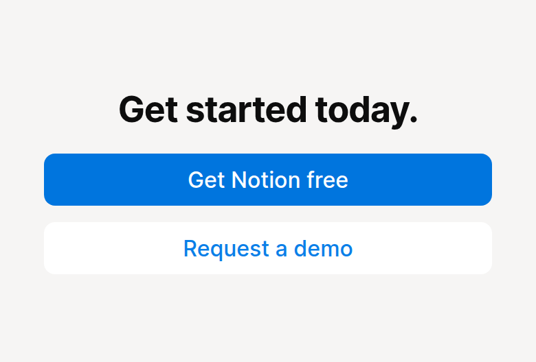 Get Started Today section from Notion, on a phone