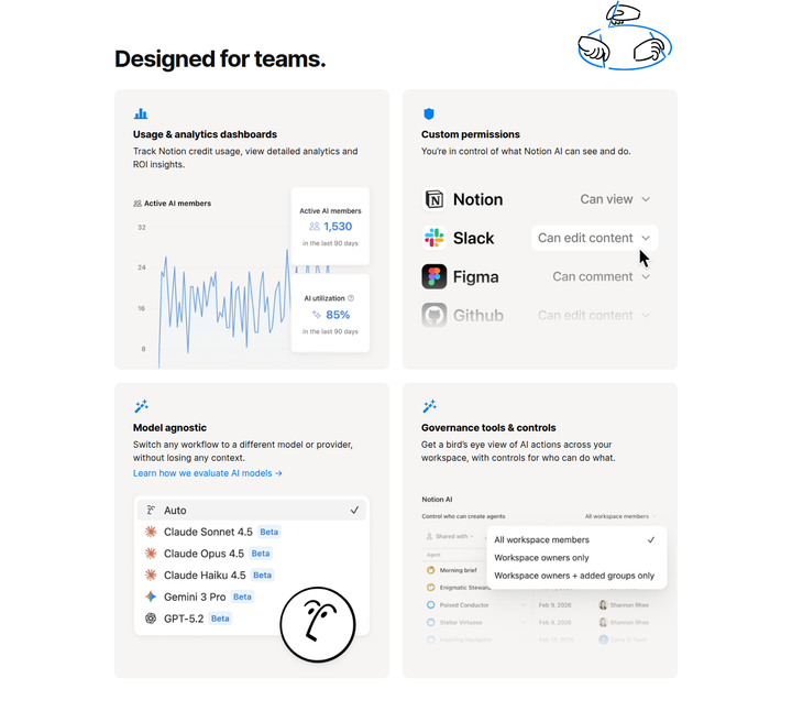 Designed for Teams section from Notion