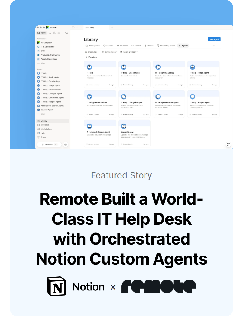 Remote Built a World Class IT Help Desk section from Notion, on a phone