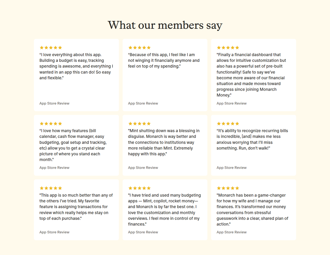 What Our Members Say section from Monarch