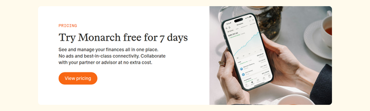 Try Monarch Free for 7 Days section from Monarch