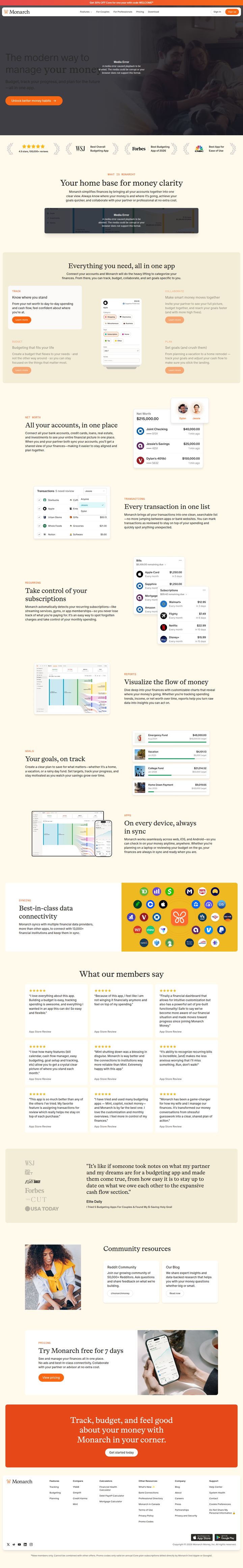 Home page from Monarch