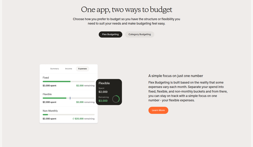 One App, Two Ways to Budget section from Monarch