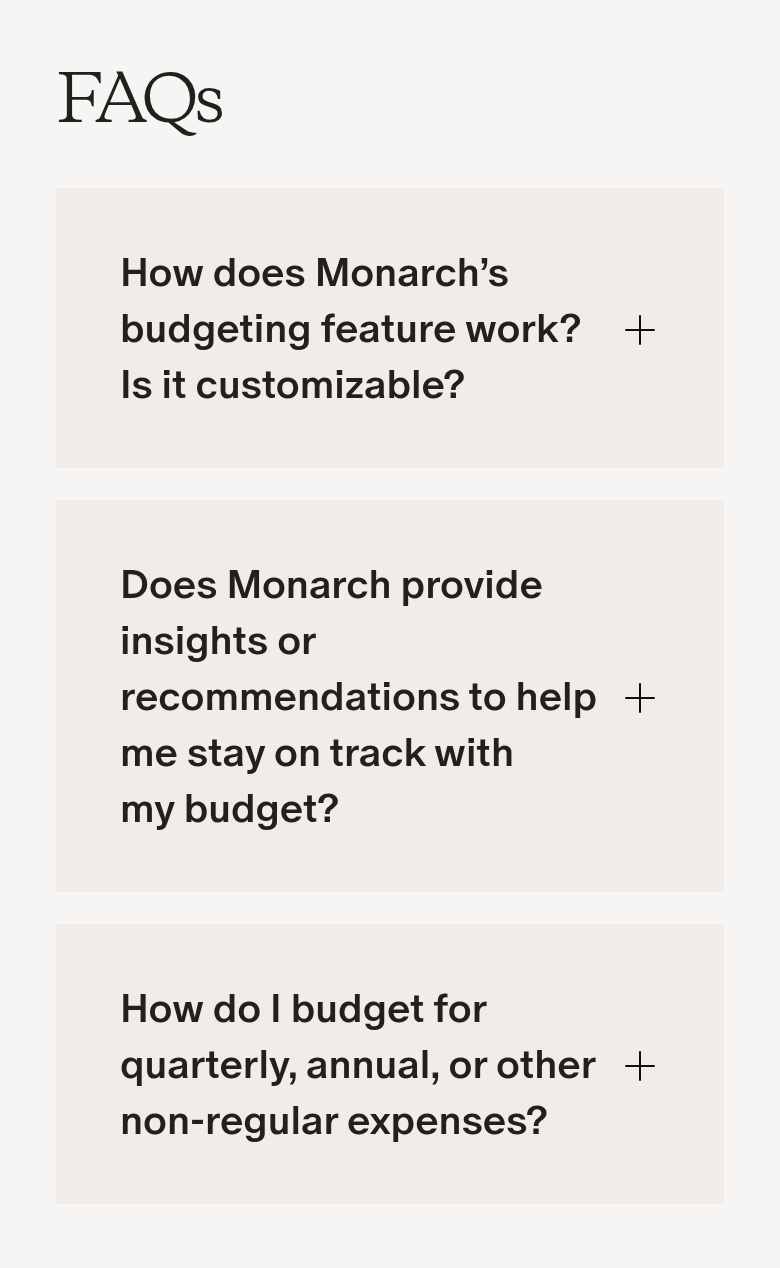 FAQs section from Monarch, on a phone