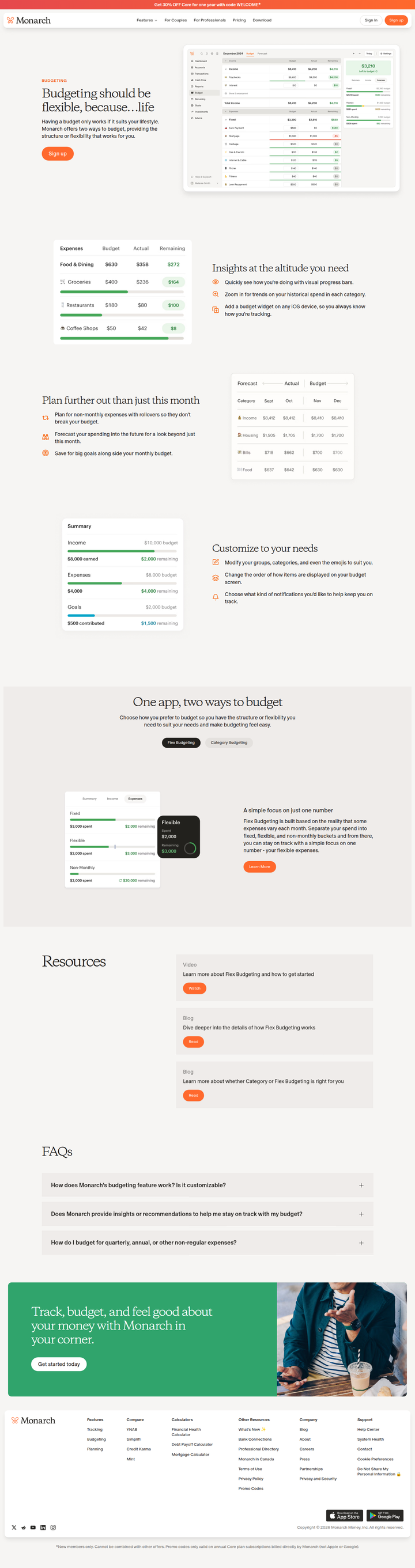 Budgeting page from Monarch