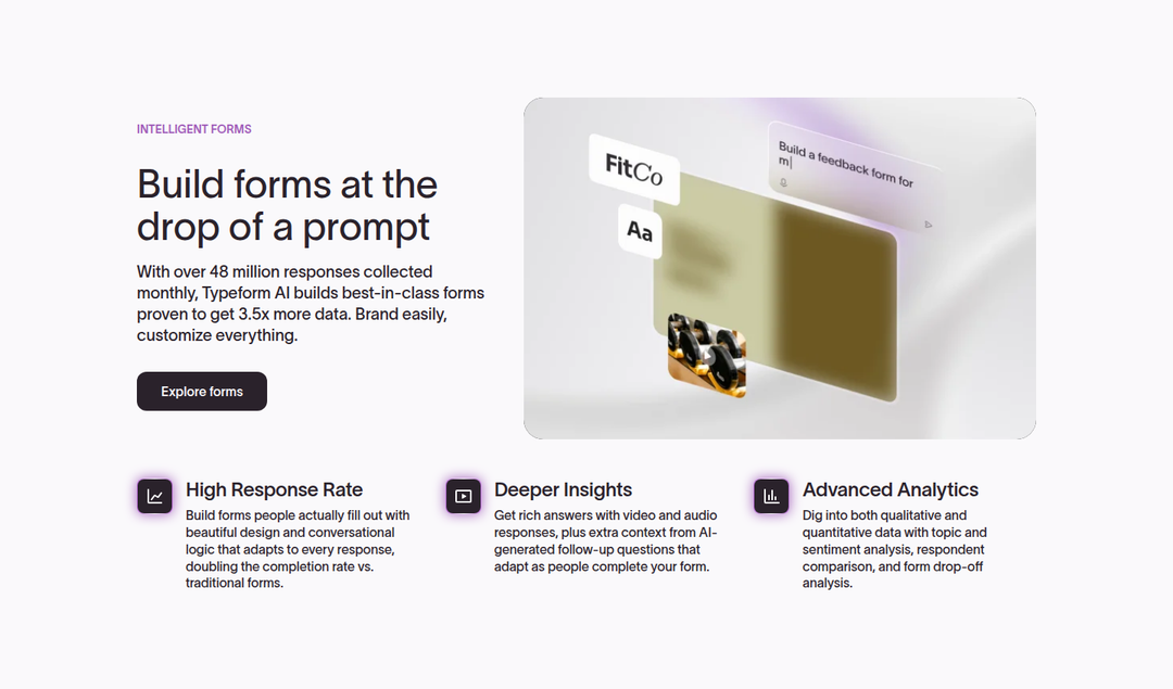 Build Forms at the Drop of a Prompt section from Typeform