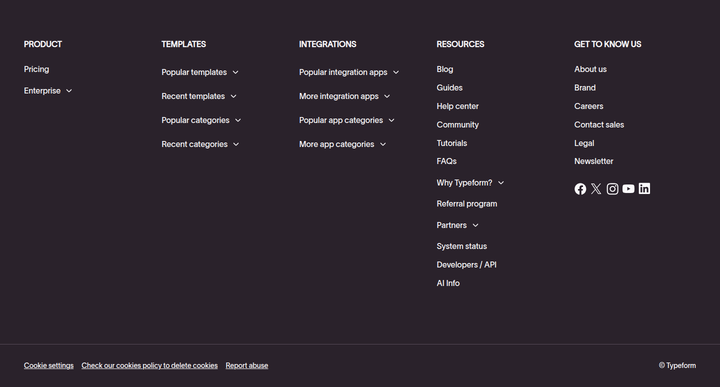 Footer section from Typeform