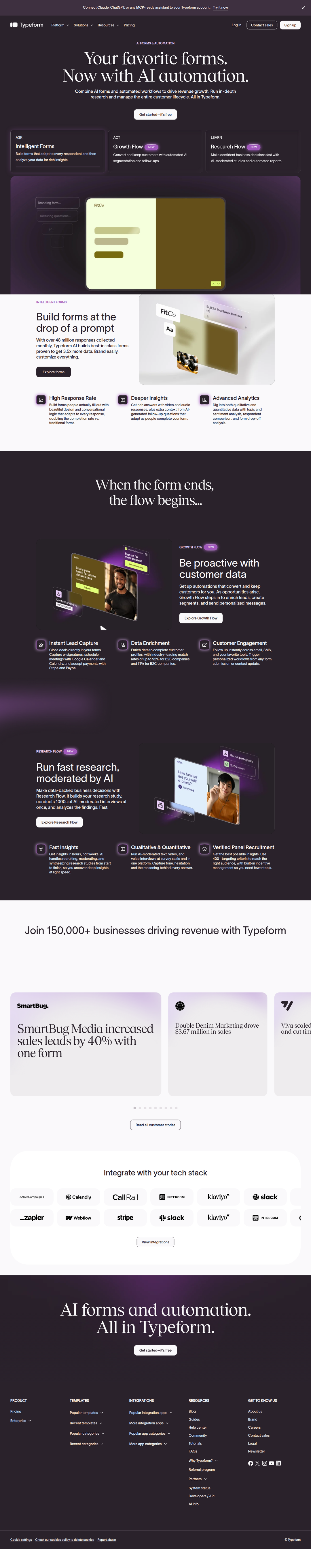 Home page of Typeform