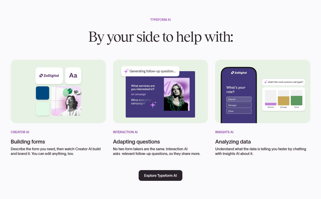 By Your Side to Help With section from Typeform