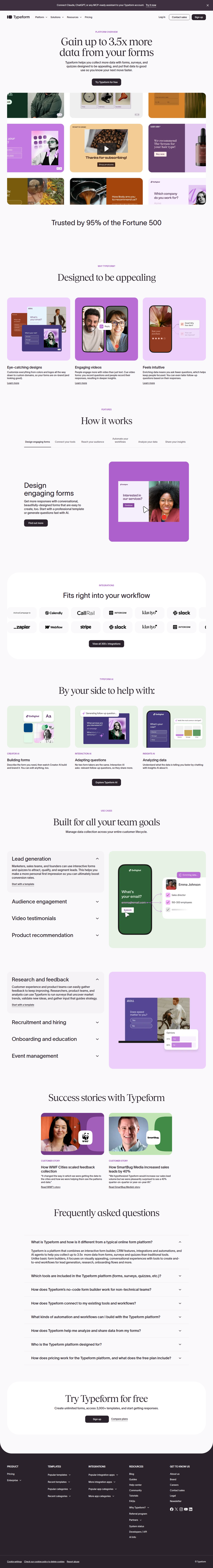 Platform Overview page from Typeform
