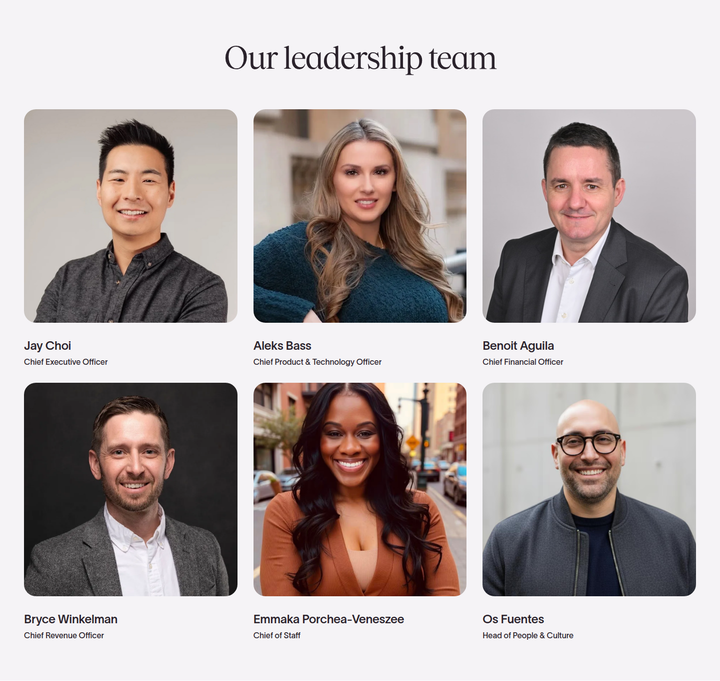 Our Leadership Team section from Typeform