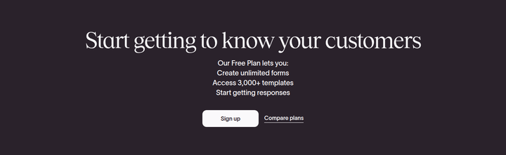 Start Getting to Know Your Customers section from Typeform