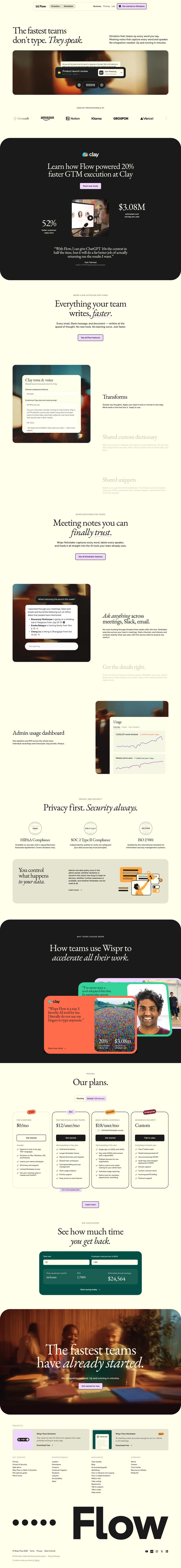 Flow for Business page from Wispr Flow