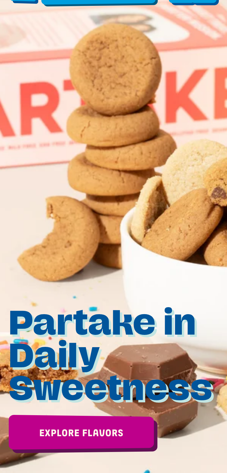 Partake in Daily Sweetness section from Partake Foods, on a phone