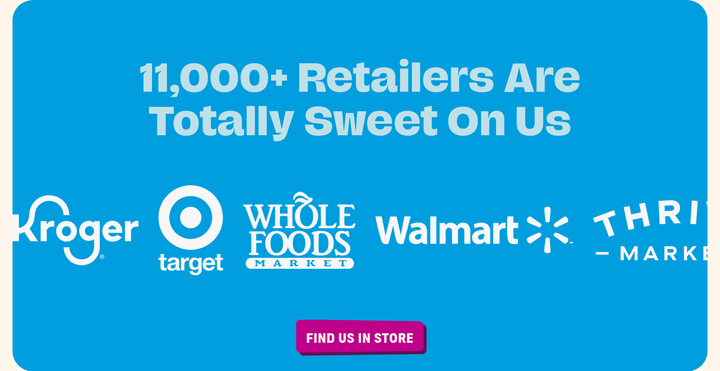 11,000+ Retailers Are Totally Sweet on Us section from Partake Foods