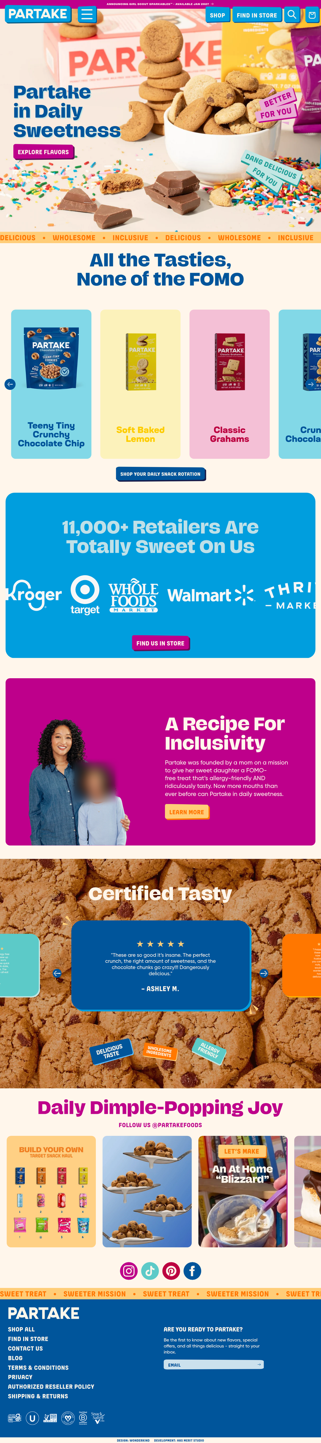 Home page of Partake Foods